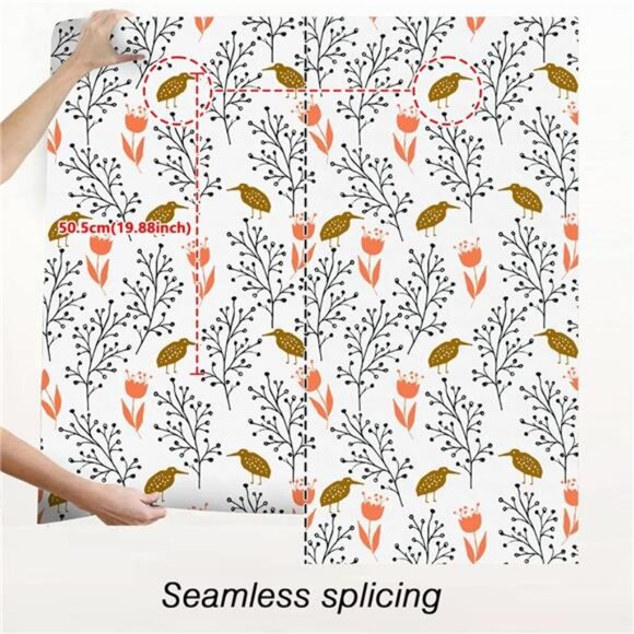 Vintage Floral Peel and Stick Wallpaper – Removable Flower & Bird Design - Picture 5 of 7